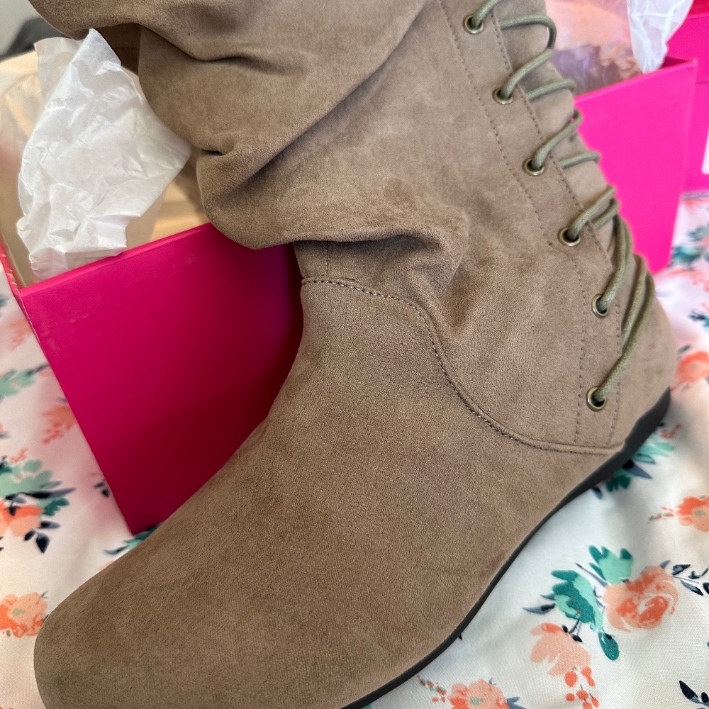 Shoe Dazzle  Debora boots in Taupe Color